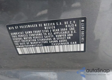 2024 Volkswagen Jetta 1.5T Sport from USA, damaged, VIN 3VWBM7BU0RM072944